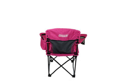 Pink Kids Chair, Glow in the Dark, Padded Back Rest, Foldable, Locking Frame, Insulated Arm Cooler, Mesh Drink Holder, Storage Pocket, Compact Quad Design, 600D Polyester, Carry Bag with Shoulder Strap