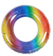 Large Inflatable Swim Ring Rainbow Glitter 78cm