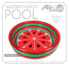 Inflatable 3 Ring Watermelon Kiddies Pool 155x25cm - Ages 3+