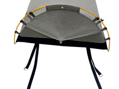 King Single Trakker Easy Setup Swag 420gsm Heavy Duty Ripstop Canvas, Ultra Fine Mesh, Aluminium Poles, High Density Foam Mattress, Weatherproof, Durable, Carry Bag with Handles 90x210cm