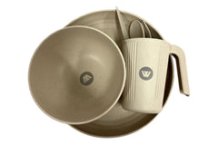 6pc 1 Person Wheat Straw Dinner Set - Beige or Blue