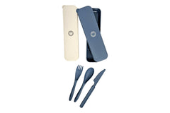 Wheat Straw Cutlery Set in Case - Beige or Blue