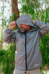 Compact Away Unisex Rain Jacket Large - Grey