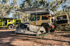 Double Trakker Easy Setup Swag 420gsm Heavy Duty Ripstop Canvas, Ultra Fine Mesh, Aluminium Poles, High Density Foam Mattress, Weatherproof, Durable, Carry Bag with Handles 145x210cm