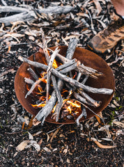 Ignite 40cm Round Steel Firepit/Planter Bowl with Feet - Rusty Steel Effect, Ideal for Camping & Outdoor Areas