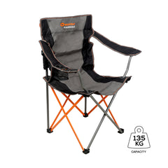 Karridale Foldable Camp Chair, High-Tensile Steel Frame, Drink Holder, Weight Rated 135kg, Carry Bag with Shoulder Strap