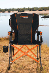 Cheynes Deluxe Solid Arm Camp Chair | High Back, Cushioned Seat | Wine Glass Holders, Media Pocket & 200kg Weight Rating