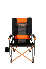 Yamba Solid Arm Camp Chair with Lumbar Support, Wine Glass Holder, Carry Bag with Shoulder Strap, Weight Rated 200kg Camping and Events