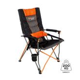 Yamba Solid Arm Camp Chair with Lumbar Support, Wine Glass Holders, Drink Holder, for Camping and Events includes Carry Bag