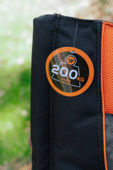 Yamba Solid Arm Camp Chair with Lumbar Support, Wine Glass Holder, Carry Bag with Shoulder Strap, Weight Rated 200kg Camping and Events