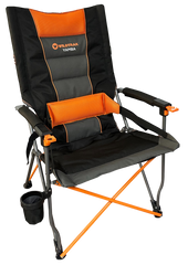 Yamba Solid Arm Camp Chair with Lumbar Support, Wine Glass Holder, Carry Bag with Shoulder Strap, Weight Rated 200kg Camping and Events