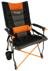 Yamba Solid Arm Camp Chair with Lumbar Support, Wine Glass Holder, Carry Bag with Shoulder Strap, Weight Rated 200kg Camping and Events