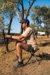 Ayr Folding Camp Stool, Compact, Lightweight, Fishing and Camp Chair, Weight Rated 120kg, Carry Bag with Shoulder Strap