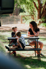 3pc Picnic Table & Bench Set, Vacuum Moulded, Auto Lock, Folds Flat for Storage, Carry Handle, 102x61x70cm