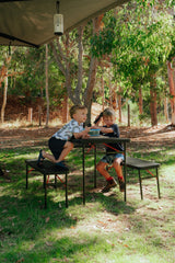 3pc Picnic Table & Bench Set, Vacuum Moulded, Auto Lock, Folds Flat for Storage, Carry Handle, 102x61x70cm