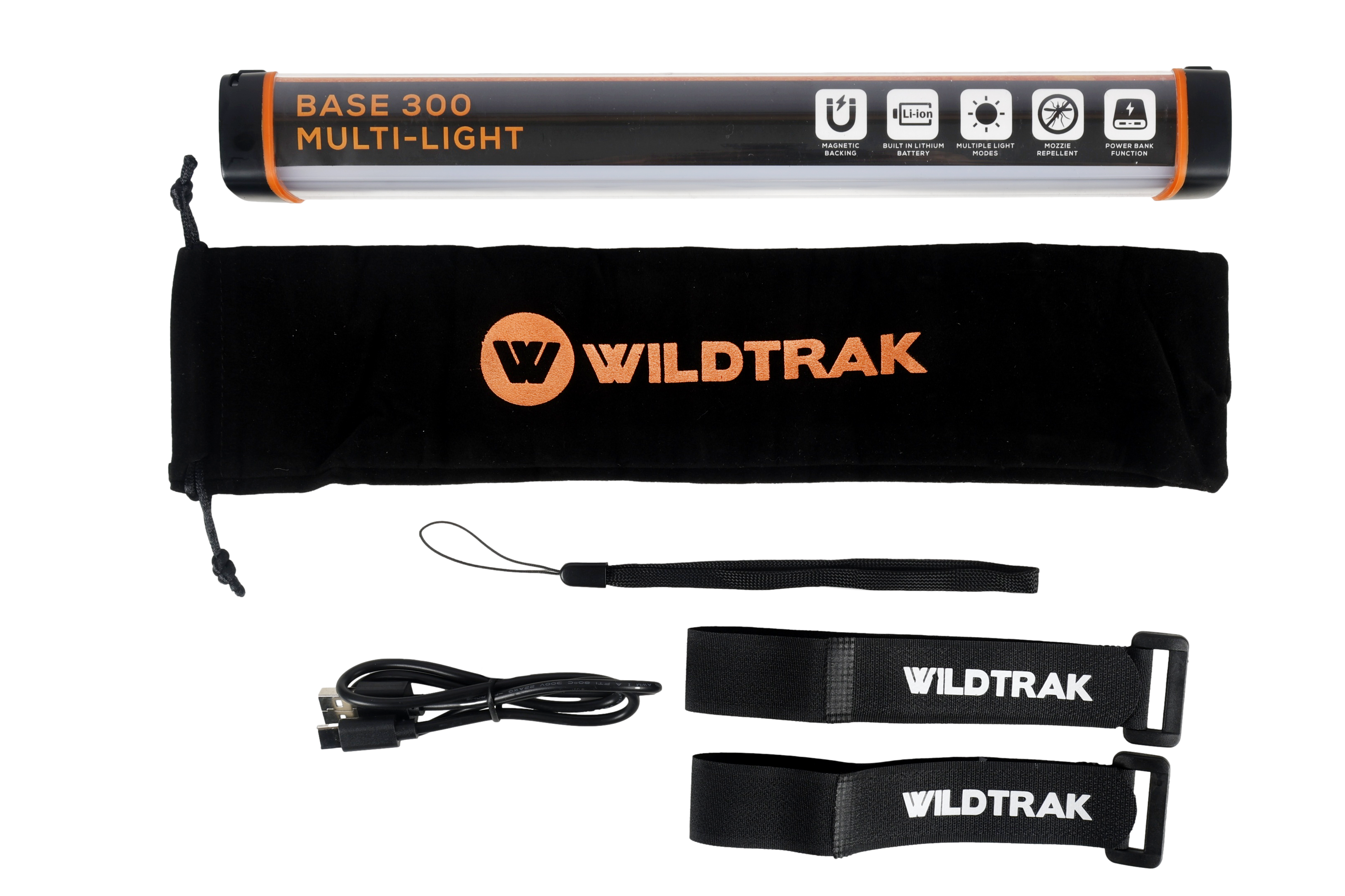 Wildtrak™ BASE 300 Rechargeable Camp Multi Light Plus Power Bank (IP65 Water Resistant, 6 Light Modes, USB-C, Magnet Mounting, Soft Case & More)