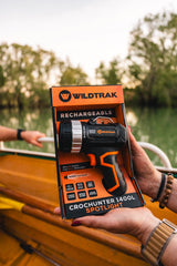 Handheld CROCHUNTER Spotlight, 1400L, 825M Reach, Variable Beam, LED, Rechargeable Camping Fishing Outdoor