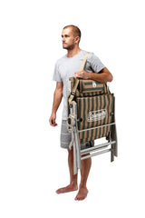 Classic 5 Position Reclining Camp Chair with Padded Seat, Fold Flat, Head Rest, Drink Holder 130kg