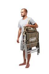 Classic 5 Position Reclining Camp Chair with Padded Seat, Fold Flat, Head Rest, Drink Holder 130kg