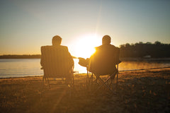 Classic 5 Position Reclining Camp Chair with Padded Seat, Fold Flat, Head Rest, Drink Holder 130kg