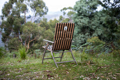 Classic 5 Position Reclining Camp Chair with Padded Seat, Fold Flat, Head Rest, Drink Holder 130kg