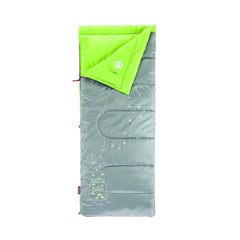 Fyrefly Green Kids Sleeping Bag, Comfort Cuff, ThermoTech® Insulation, Glow in the Dark, Interior pocket, Temp Rating: 7°C, Machine Washable, Max User Height 152cm, 167 x 66 cm
