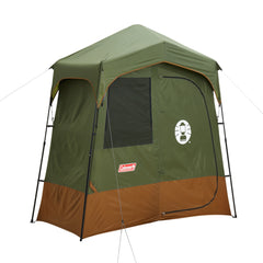 Instant Up Double Shower Ensuite Tent, Vented, Heavy Duty Floor, Storage Pockets, Silver Lined, Shower Hose Access Port