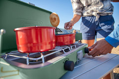 Cascade™ 222 2-Burner Camping Stove, 22000 BTUs, Portable, Easy to Clean, Improved Control, Wind Guards