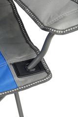 KIDS Camp Chair, Blue/Grey Foldable, Easy Clean Fabric, Drink Holder, Weight Rated 100kg, Carry Bag with Shoulder Strap