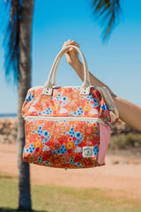 Retro Summer Premium Insulated Picnic Cooler Bag, Carry Handles, 2 Separate Compartments, Holds 24+ Cans