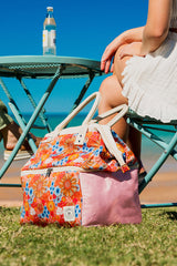 Retro Summer Premium Insulated Picnic Cooler Bag, Carry Handles, 2 Separate Compartments, Holds 24+ Cans