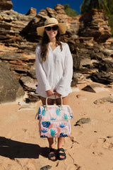 Blush Palm Premium Insulated Picnic Cooler Bag, Carry Handles, 2 Separate Compartments, Holds 24+ Cans