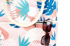 Blush Palm Premium Insulated Picnic Cooler Bag, Carry Handles, 2 Separate Compartments, Holds 24+ Cans