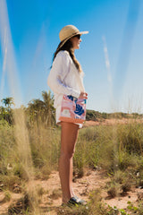 Blush Palm Insulated Lunch Bag, Removable Shoulder Strap, Metal Buckle