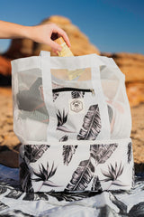 Sorrento Palm 2 in 1 Insulated Beach Cooler Bag, 2 Compartments, Mesh Top, Zipped Pocket