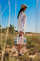 Blush Palm 15 Can Deluxe Cooler Bag, Insulated Lining, Removable Shoulder Strap, Storage Pocket