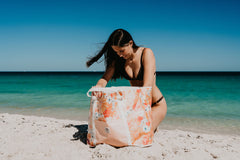 Retro Summer Jumbo Shopping Tote Beach Bag, Dual Handle, Waterproof & Lightweight