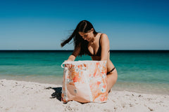 Retro Summer Jumbo Shopping Tote Beach Bag, Dual Handle, Waterproof & Lightweight