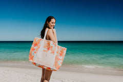 Retro Summer Jumbo Shopping Tote Beach Bag, Dual Handle, Waterproof & Lightweight