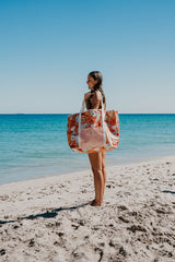 Retro Summer Jumbo Shopping Tote Beach Bag, Dual Handle, Waterproof & Lightweight