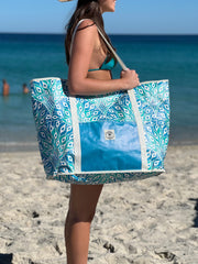 Peacock Paradise Jumbo Shopping Tote Beach Bag, Dual Handle, Waterproof & Lightweight