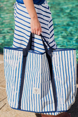 Mediterranean Jumbo Shopping Tote Beach Bag, Dual Handle, Waterproof & Lightweight