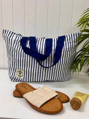 Mediterranean Eco Folding Shopping Tote Bag, 2 Internal Pockets, Handles