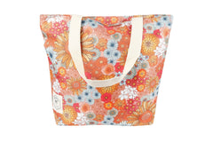 Retro Summer Beach Shopping Bag, Inner Pocket, Carry Handles