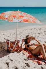 Retro Summer Beach Shopping Bag, Inner Pocket, Carry Handles