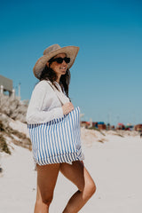 Mediterranean Beach Shopping Bag, Inner Pocket, Carry Handles