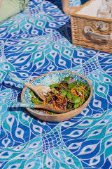 Peacock Paradise Mango Wood and Enamel Salad Bowl 31cm