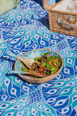 Peacock Paradise Mango Wood and Enamel Salad Bowl 31cm