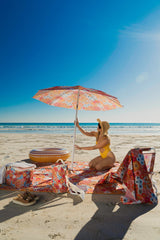 Retro Summer 1.6m Beach Umbrella with Carry Bag, Shoulder Strap