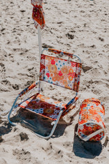 Retro Summer Foldable Beach Chair with Carry Strap, Lightweight & Portable, High Back, Powder Coated Frame